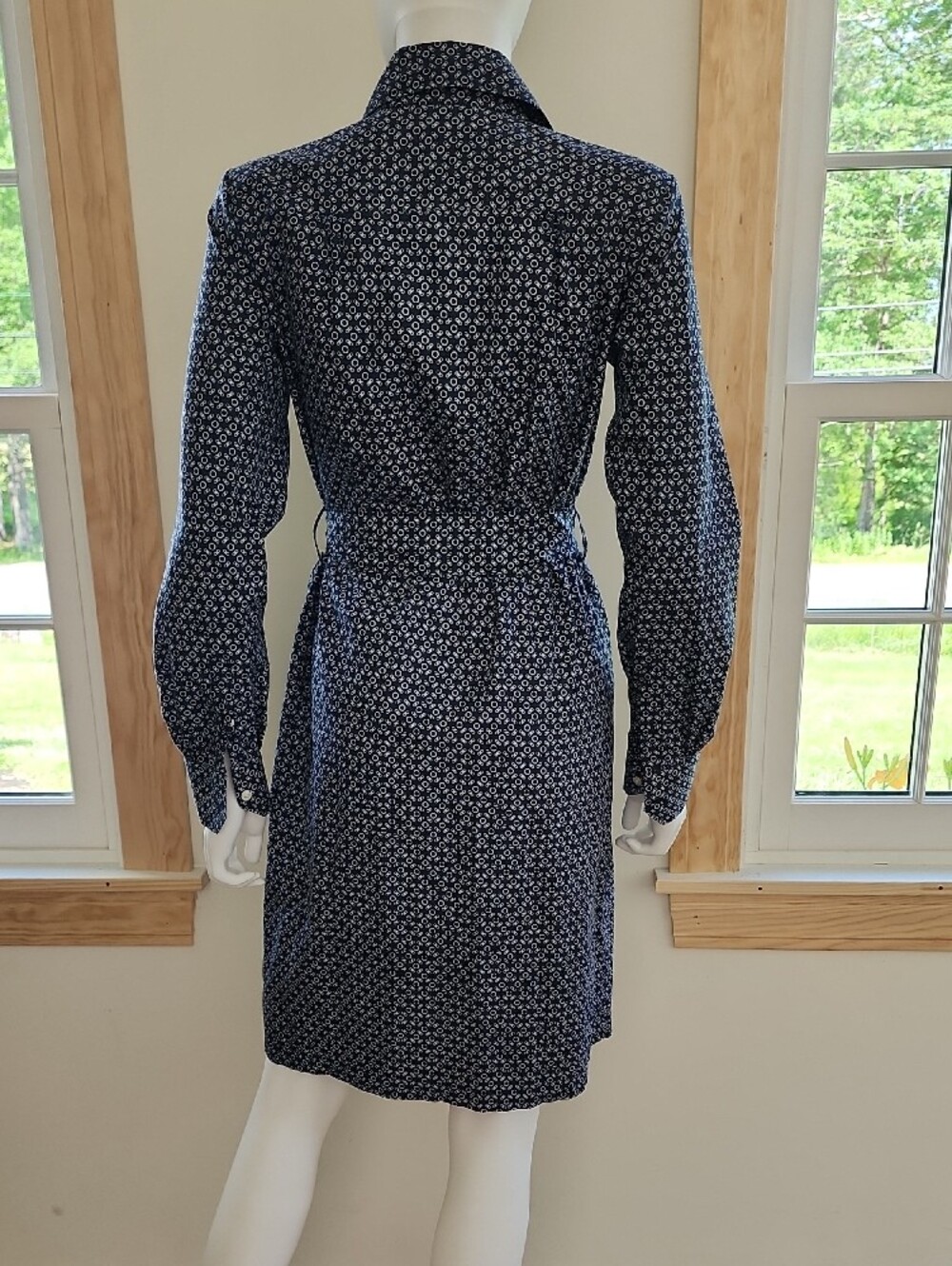 Brooks Brothers Navy Printed Long-Sleeve Shirt Dress - Picture 4 of 10